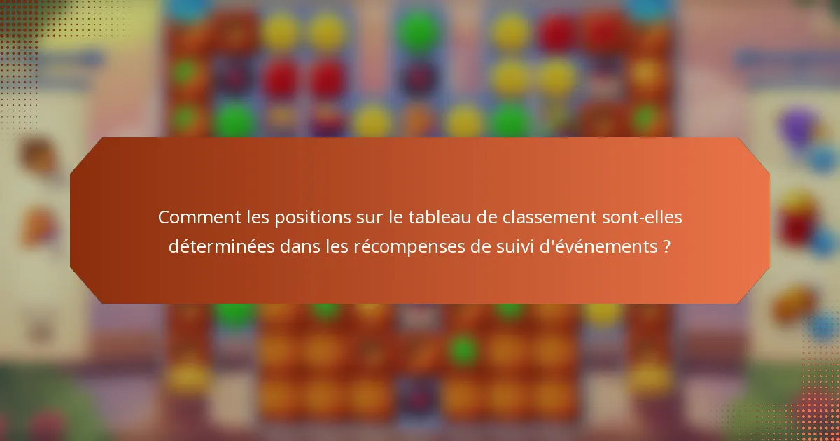 Comment les positions sur le tableau de classement sont-elles déterminées dans les récompenses de suivi d'événements ?
