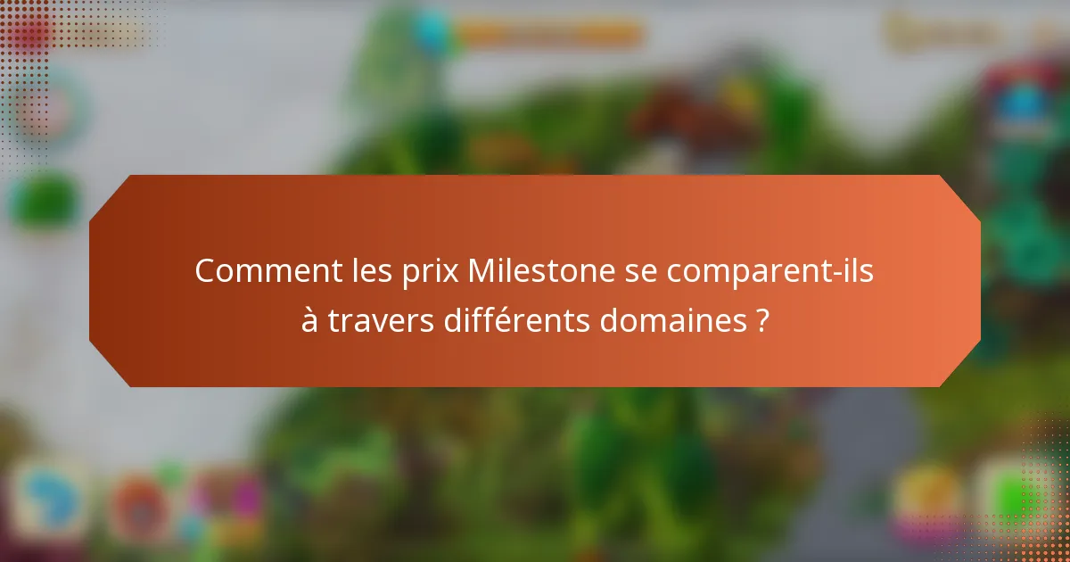 Comment les prix Milestone se comparent-ils à travers différents domaines ?