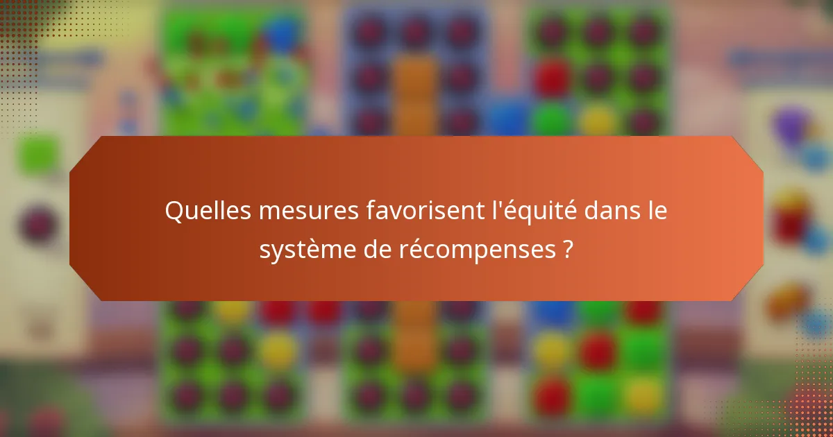 Quelles mesures favorisent l'équité dans le système de récompenses ?